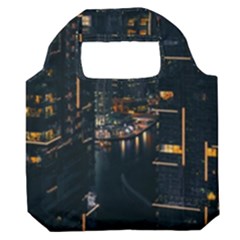 Photo Of Buildings During Nighttime Premium Foldable Grocery Recycle Bag by Modalart