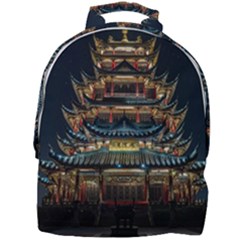Blue Yellow And Green Lighted Pagoda Tower Mini Full Print Backpack by Modalart