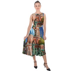 Saint Basil S Cathedral Midi Tie-back Chiffon Dress by Modalart