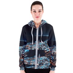 Aerial Photography Of Lighted High Rise Buildings Women s Zipper Hoodie by Modalart