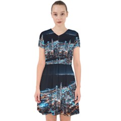 Aerial Photography Of Lighted High Rise Buildings Adorable In Chiffon Dress by Modalart