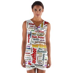 Writing Author Motivation Words Wrap Front Bodycon Dress by Sarkoni