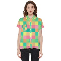 Checkerboard Pastel Square Short Sleeve Pocket Shirt by Grandong