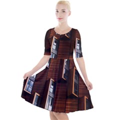Abstract Architecture Building Business Quarter Sleeve A-line Dress by Amaryn4rt
