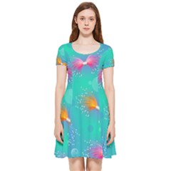 Non Seamless Pattern Blues Bright Inside Out Cap Sleeve Dress by Dutashop