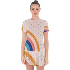 Retro Abstract Geometric Drop Hem Mini Chiffon Dress by Modalart