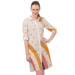 Retro Abstract Geometric Long Sleeve Mini Shirt Dress by Modalart