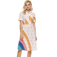Retro Abstract Geometric Button Top Knee Length Dress by Modalart