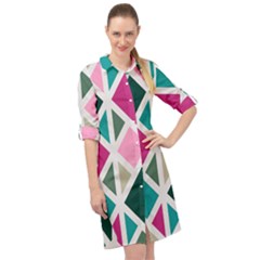 Pattern Geometric Decor Backdrop Long Sleeve Mini Shirt Dress by Modalart