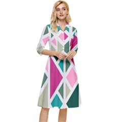 Pattern Geometric Decor Backdrop Classy Knee Length Dress by Modalart