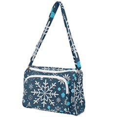 Snowflakes Pattern Front Pocket Crossbody Bag by Modalart