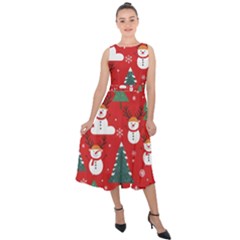 Christmas Decoration Midi Tie-back Chiffon Dress by Modalart
