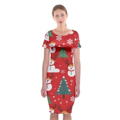 Christmas Decoration Classic Short Sleeve Midi Dress by Modalart