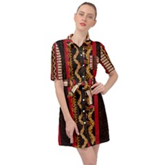 Textile Pattern Abstract Fabric Belted Shirt Dress by Modalart