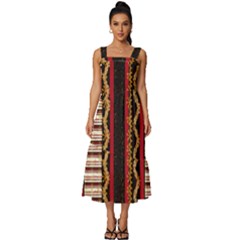 Textile Pattern Abstract Fabric Square Neckline Tiered Midi Dress by Modalart