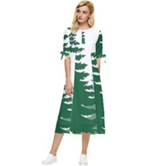 Pine Trees Spruce Tree Bow Sleeve Chiffon Midi Dress by Modalart