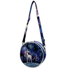 Unicorn Starry Night Print Van Gogh Crossbody Circle Bag by Modalart