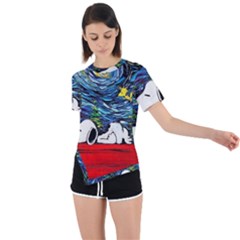 Dog House Vincent Van Gogh s Starry Night Parody Asymmetrical Short Sleeve Sports T-shirt by Modalart