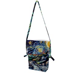 The Great Wall Nature Painting Starry Night Van Gogh Folding Shoulder Bag by Modalart