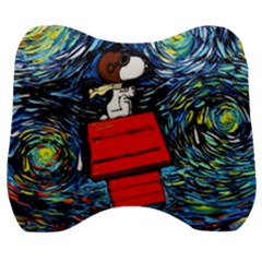 Dog Flying House Cartoon Starry Night Vincent Van Gogh Parody Velour Head Support Cushion by Modalart