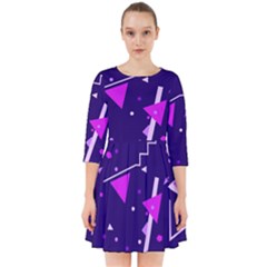 Purple Blue Geometric Pattern Smock Dress by Pakjumat