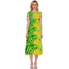 Zitro Abstract Sour Texture Food V-neck Drawstring Shoulder Sleeveless Maxi Dress by Amaryn4rt