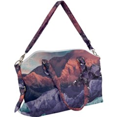 Adventure Psychedelic Mountain Canvas Crossbody Bag by Modalart