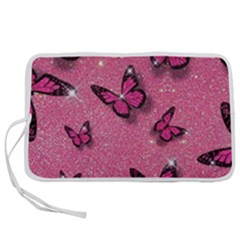 Pink Glitter Butterfly Pen Storage Case (s) by Modalart