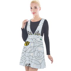 Dog Puzzle Maze Bee Butterfly Plunge Pinafore Velour Dress by Modalart