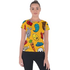 Graffiti Characters Seamless Ornament Short Sleeve Sports Top  by Bedest