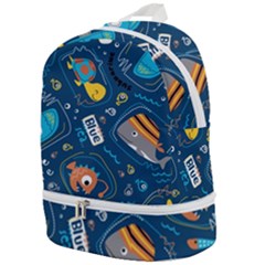 Seamless Pattern Vector Submarine With Sea Animals Cartoon Zip Bottom Backpack by Bedest
