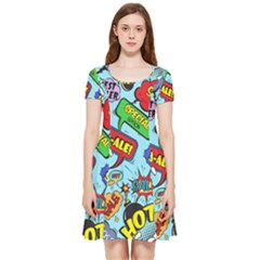 Comic Bubbles Seamless Pattern Inside Out Cap Sleeve Dress by Bedest