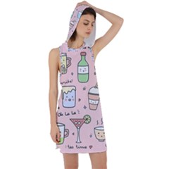 Drink Cocktail Doodle Coffee Racer Back Hoodie Dress by Apen
