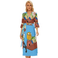 Cartoon Adventure Time Jake And Finn Midsummer Wrap Dress by Sarkoni