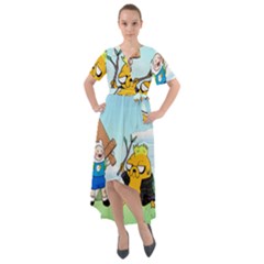 Adventure Time Finn And Jake Cartoon Network Parody Front Wrap High Low Dress by Sarkoni