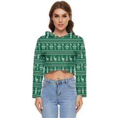 Wallpaper Ugly Sweater Backgrounds Christmas Women s Lightweight Cropped Hoodie by artworkshop