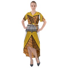 Unidentified Flying Object Ufo Under The Pyramid Front Wrap High Low Dress by Sarkoni