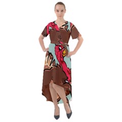 Turkey Chef Cooking Food Cartoon Front Wrap High Low Dress by Sarkoni