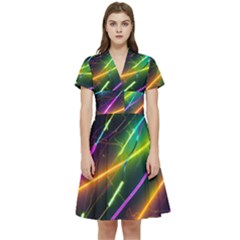 Vibrant Neon Dreams Short Sleeve Waist Detail Dress by essentialimage