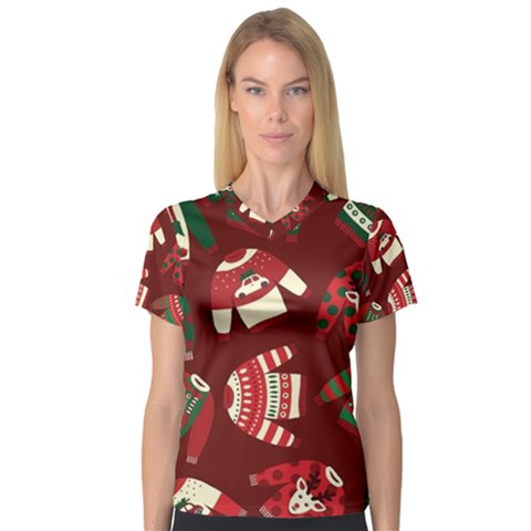 Ugly Sweater Wrapping Paper V-neck Sport Mesh T-shirt by artworkshop