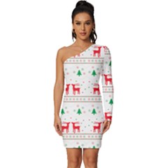 Christmas Long Sleeve One Shoulder Mini Dress by saad11