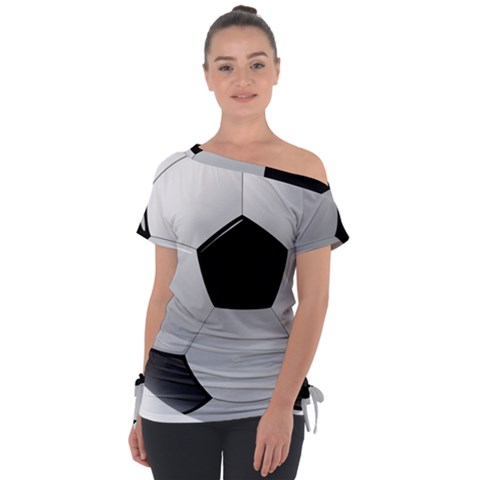 Soccer Ball Off Shoulder Tie-up T-shirt by Ket1n9
