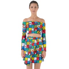 Snakes And Ladders Off Shoulder Top With Skirt Set by Ket1n9
