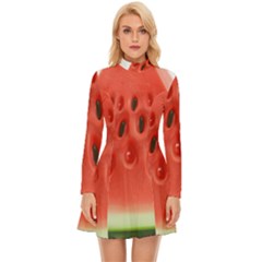 Seamless Background With Watermelon Slices Long Sleeve Velour Longline Dress by Ket1n9