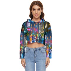 Abstract Vibrant Colour Cityscape Women s Lightweight Cropped Hoodie by Ket1n9