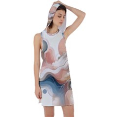 Abstract Pastel Waves Organic Racer Back Hoodie Dress by Grandong