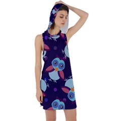 Owl Pattern Background Racer Back Hoodie Dress by Grandong