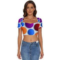 Abstract Dots Colorful Short Sleeve Square Neckline Crop Top  by nateshop