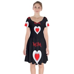 Mom And Dad, Father, Feeling, I Love You, Love Short Sleeve Bardot Dress by nateshop
