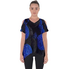 Berry, One,berry Blue Black Cut Out Side Drop T-shirt by nateshop